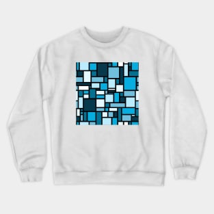 Blue Square and Rectangle Geometric Patterns - Disco Vibes Crewneck Sweatshirt